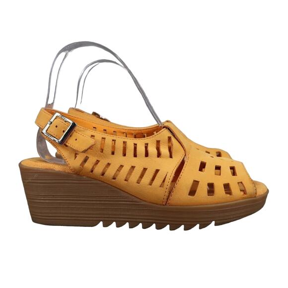 Aerosoles Shoes Womens 6 Sandals Wedge Platform Leather Peep Toe Fashion Comfort - Picture 2 of 13